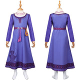 Movie Wish Asha Kids Chidren Purple Dress Cosplay Costume Outfits Halloween Carnival Suit