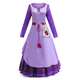 Movie Wish Asha Women Purple Dress Cosplay Costume Outfits Halloween Carnival Suit