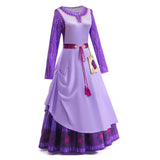 Movie Wish Asha Women Purple Dress Cosplay Costume Outfits Halloween Carnival Suit