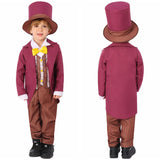 Movie Wonka 2023 Wonka Kids Children Purple Outfit Cosplay Costume Outfits Halloween Carnival Suit