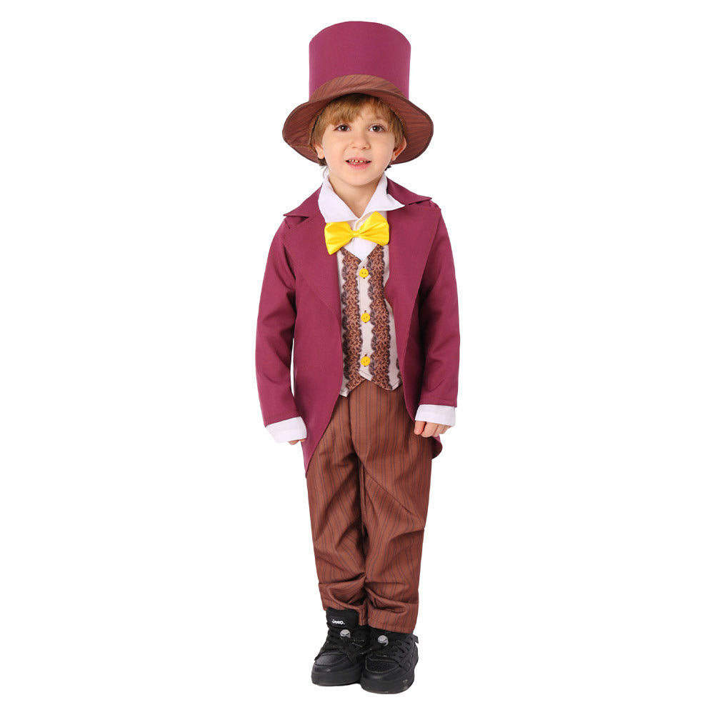 Movie Wonka 2023 Wonka Kids Children Purple Outfit Cosplay Costume Out –  TrendsinCosplay