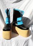 Punk Heavy-Bottomed Blue And Black Boots