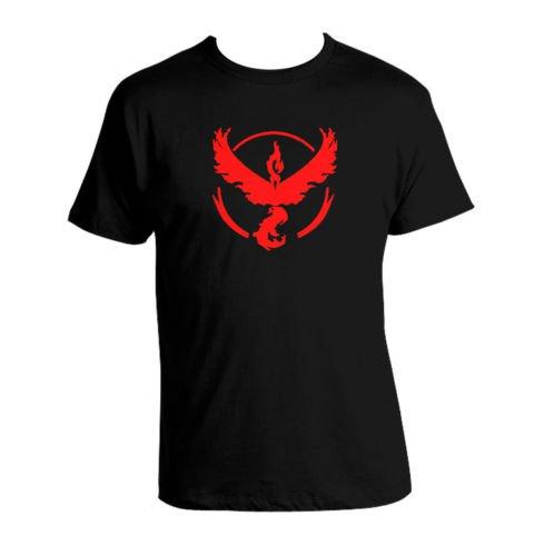 Pokemon Go Logo Team Valor/Instinct/Mystic Symbol Black T-Shirt Cosplay Costume