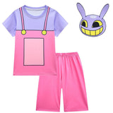 The Amazing Digital Circus TV Pomni Kids Children T-shirt Shorts With Mask Cosplay Costume Outfits Halloween Carnival Suit