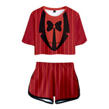 TV Hazbin Hotel Alastor Red T-shirt and Shorts Set Cosplay Costume Outfits Halloween Carnival Suit