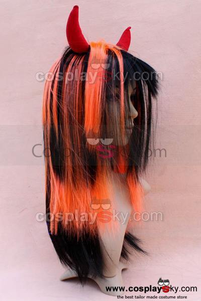 Wigs with Ox Horn Black&White Black&Red Black&Orange